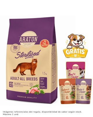 Araton Cat Adult All Breed Sterilized 1.5kg + 1 pouch