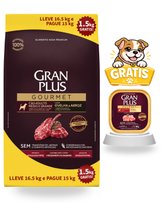Gran Plus Gourmet Perro Adulto Mediano & Grande Cordero 16.5kg - Promo Paté