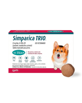 Simparica Trio 10 a 20kg x 1 Tableta
