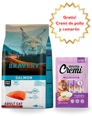 BRAVERY SALMON ADULT CAT STERILIZED 2kg - Promo cremi