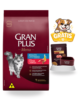 Gran Plus Gato adulto castrado carne & arroz 3kg - Súper pack