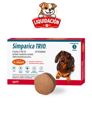 Simpárica Trio 5 a 10kg - 1 tableta (liquidación)