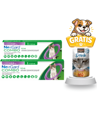 Nexgard Combo Pipeta para Gato hasta 2.5kg Pack de 2 + Drink