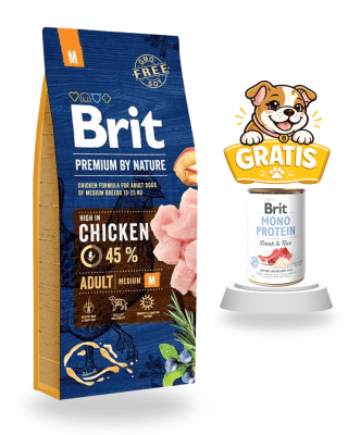 Brit Premium by Nature Adult Medium 15kg - Promo Paté Mono Protein
