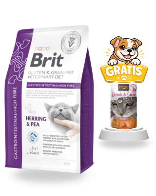 Brit GF Vet Diets Cat Gastrointestinal High Fibre 2kg - Pack cuidado