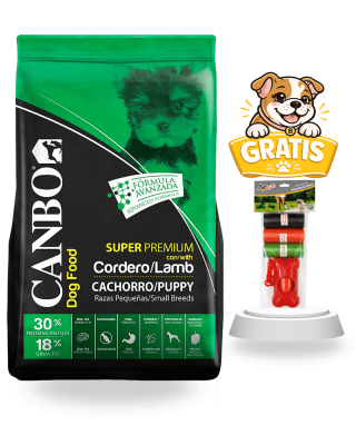 Canbo Cachorro Super Premiun Cordero Razas Pequeñas 7kg + Porta bolsas