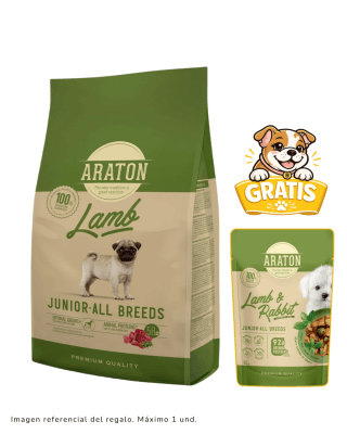 Araton Dog Junior (cachorro) Lamb All Breed 3kg + Pouch lamb & rabbit