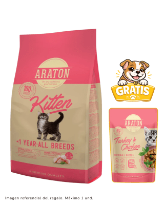 Araton Cat Kitten All Breed 1.5kg + Pouch turkey & chicken