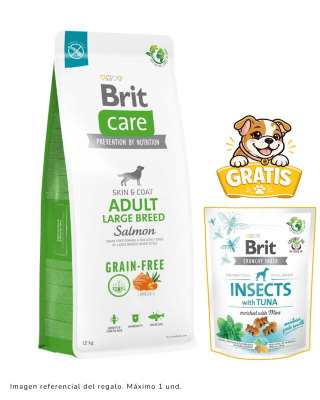 BRIT CARE GRAIN FREE ADULT LARGE BREED SALMÓN 12kg + snack de atún