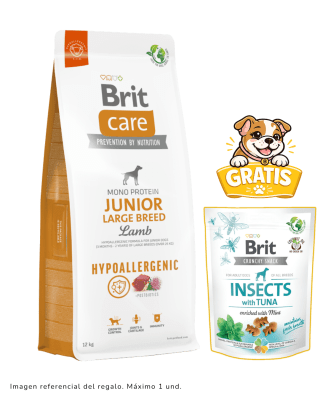 BRIT CARE HYPOALLERGENIC JUNIOR LARGE BREED LAMB 12kg + snack de atún