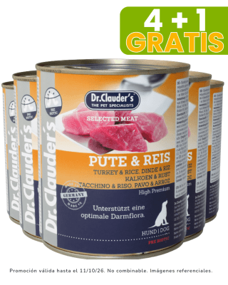 Dr. Clauders Dog pute & reis (pavita y arroz) - 800gr promoción 4 + 1 gratis