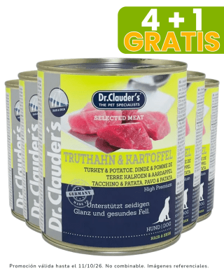 Dr. Clauders Dog Truthahn & Kartoffel (pavo y papa) - 800gr promoción 4 + 1 gratis