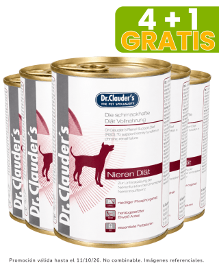 Dr Clauders Vet Dog Nieren Diet (Renal) 400 gr promoción 4 + 1 gratis