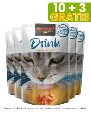 Leonardo Drink Salmón 40gr promoción 10 + 3 gratis