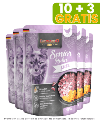 Leonardo Senior Puro Pollo Pouch 85gr - Gato Adulto Mayor promoción 10 + 3 gratis