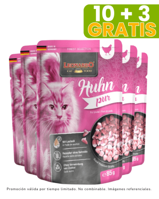 Leonardo puro Pollo 85gr promoción 10 + 3 gratis
