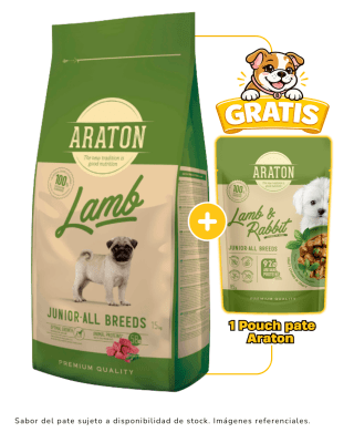 Araton Dog Junior (cachorro) Lamb All Breed 15kg + 1 pouch Araton gratis