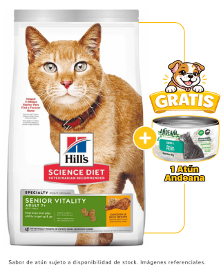 Hills SD Feline Senior Vitality 1.36kg + 1 lata Andeana gratis