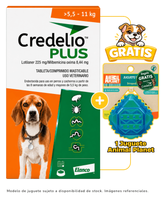 Credelio Plus Para Perros De 5.5 A 11kg (225 mg) x 3 Tabletas + 1 juguete Animal Planet gratis