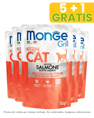Monge Feline Grill Kitten Salmón 85gr promoción 5 + 1 gratis