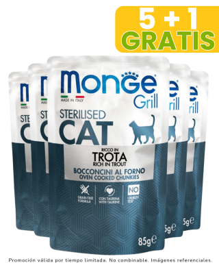Monge Feline Grill Sterilised Trucha 85gr promoción 5 + 1 gratis