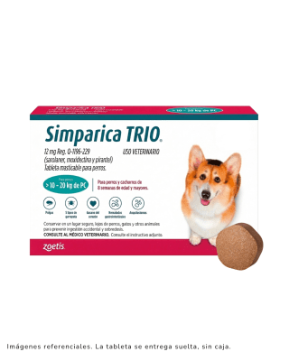 Simparica Trio 10 a 20kg x 1 Tableta suelta