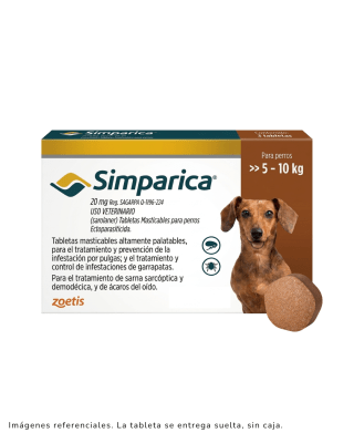 Simparica 20mg 5 a 10kg x 1 tableta suelta
