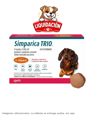 Simparica Trio 5 a 10kg x 1 tableta suelta (liquidacion)