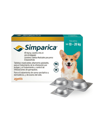 Simparica 40mg 10 a 20kg x 3 Tabletas
