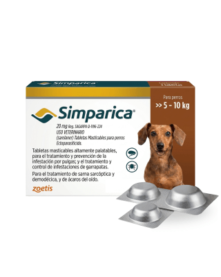 Simparica 20mg 5 a 10kg x 3 Tabletas