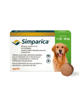 Simparica 80mg 20 a 40kg x 1 tableta