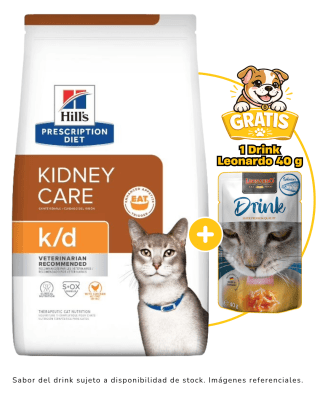 Hills PD Feline Kidney K/D Dry 1.8kg + 1 Drink Leonardo gratis