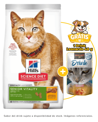 Hills SD Feline Senior Vitality 1.36kg + 1 drink leonardo gratis