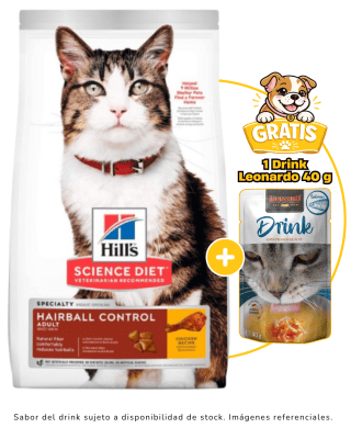Hills SD Feline Hairball Control 1.6kg + 1 drink leonardo gratis