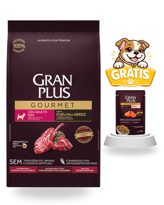 Gran Plus Gourmet Perro Mini Adulto Cordero 3kg - Promo Pouch Gourmet Adulto Salmón