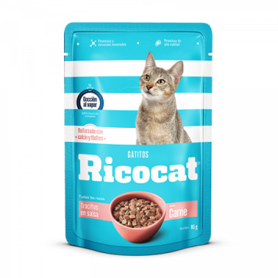 Ricocat Trocitos Gatitos sabor carne - Pouch (85gr)
