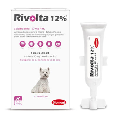 Rivolta 12% x 1 Pipeta - 5.1 a 10kg - Perro