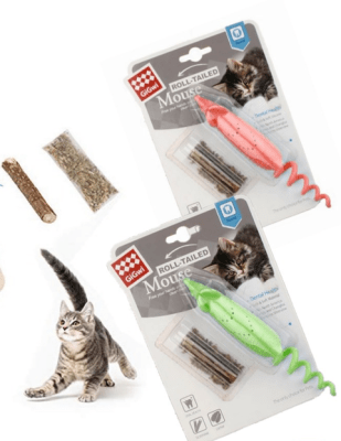 Gigwi Raton Rojo con bolsa para Catnip (Roll Tailed)