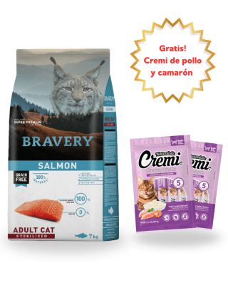 BRAVERY SALMON ADULT CAT STERILIZED 7kg - PROMO CREMI
