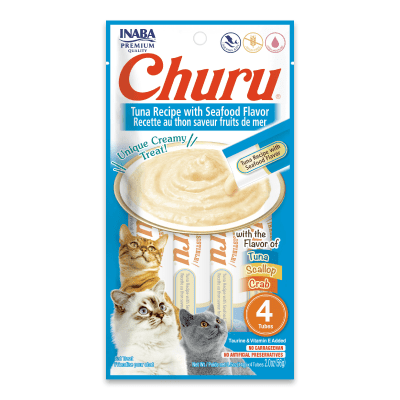 Snacks Churu atun con sabor a marisco (1 paquete contiene 4 tubos)