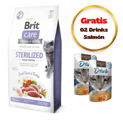 BRIT CARE CAT STERILIZED WEIGHT CONTROL 7kg - Promo Drink