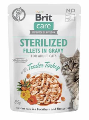 Brit Care Cat Sterilized - Filetes en salsa con Pavo - 85gr