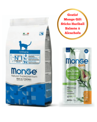 Monge Feline Urinary Chicken 1.5kg - Promo Monge Gift Soft Sticks Hariball Cat