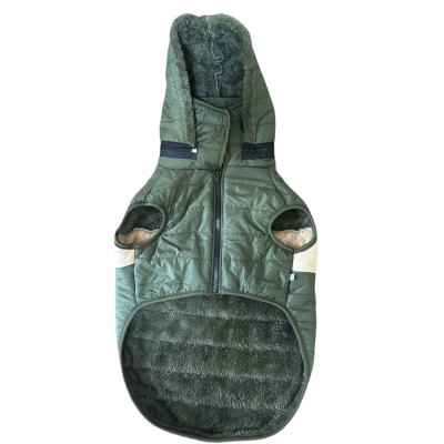 Ropa PO - Casaca con Capucha Color Verde Militar con Beige - Talla 5