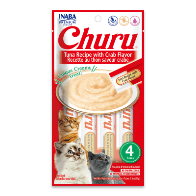 Snacks Churu de atún con sabor a cangrejo (1 paquete contiene 4 tubos)