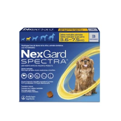 Nexgard Spectra para perros de 3.6 - 7.5 Kg - 3 tabletas