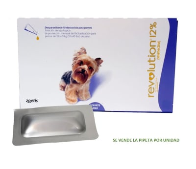 REVOLUTION 12% (MORADA) PARA PERROS  DE 2.6kg A 5kg (01 pipeta)