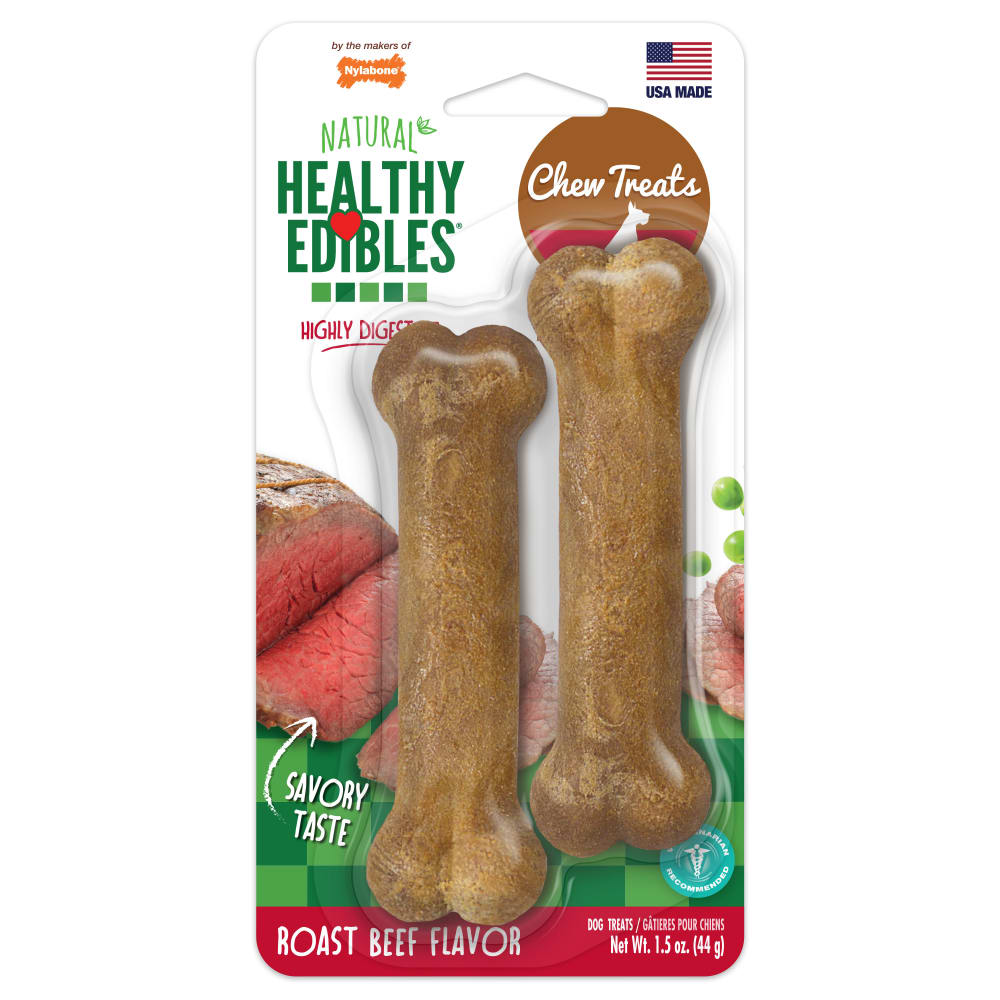 NYLABONE HEALTHY EDIBLES LONGER LASTING ROAST BEEF X-Small (2 chew treats)1