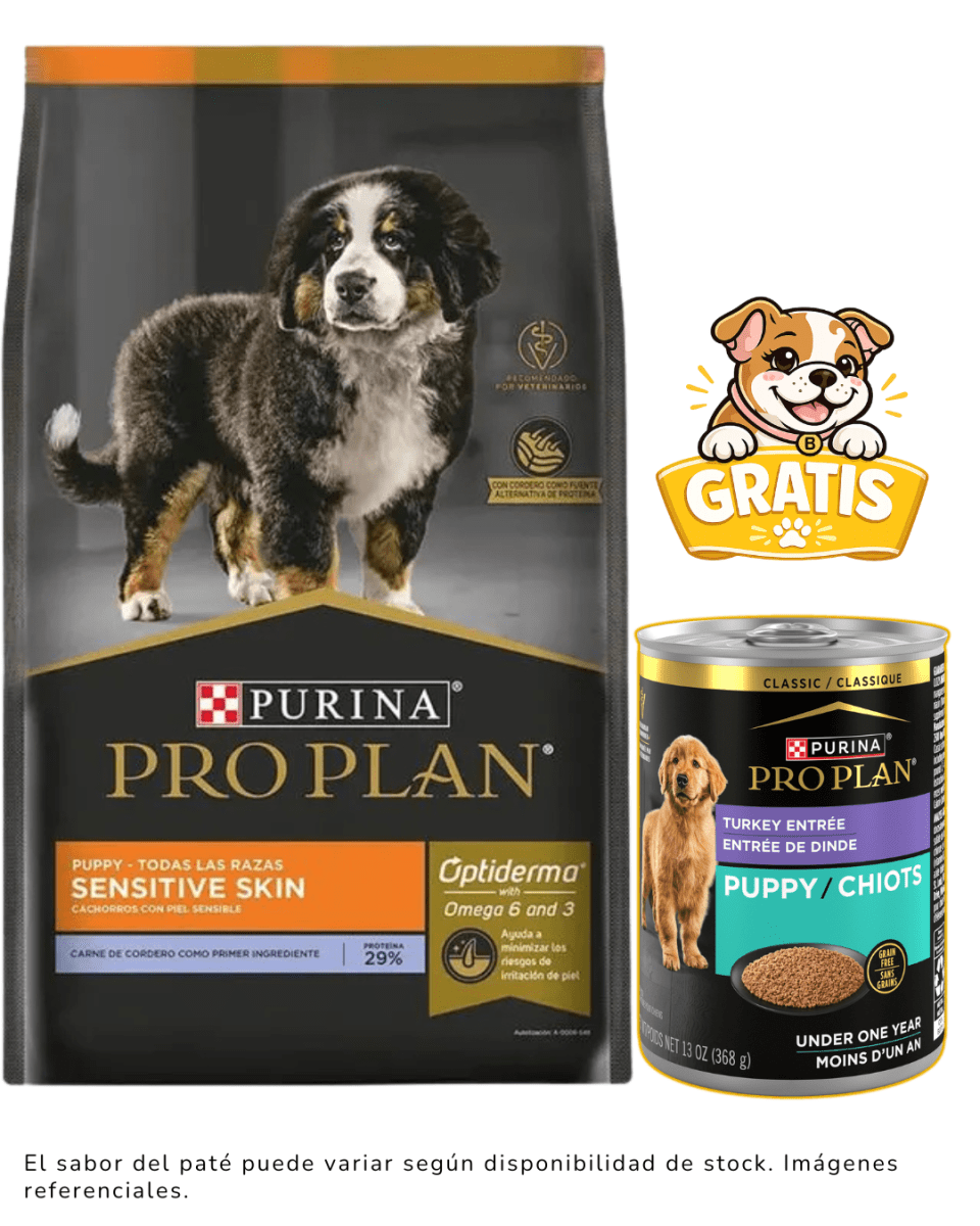 Pro Plan cachorro cordero Sensitive Skin 15kg + 1 paté gratis1
