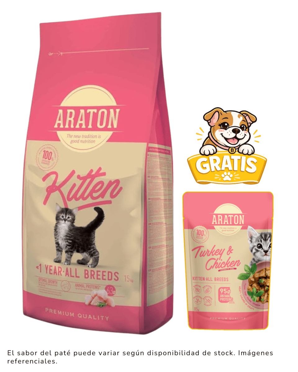 Araton Cat Kitten All Breed 15kg + 1 pouch kitten gratis1